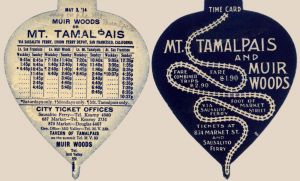 1914 Schedule for the Mt. Tamalpais & Muir Woods Railway with Connections to Sausalito Ferry to San Francisco