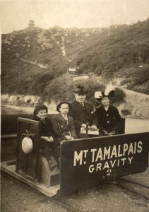 Gravity Car and Passengers on the Mt. Tamalpais & Muir Woods Railway  October 18, 1914